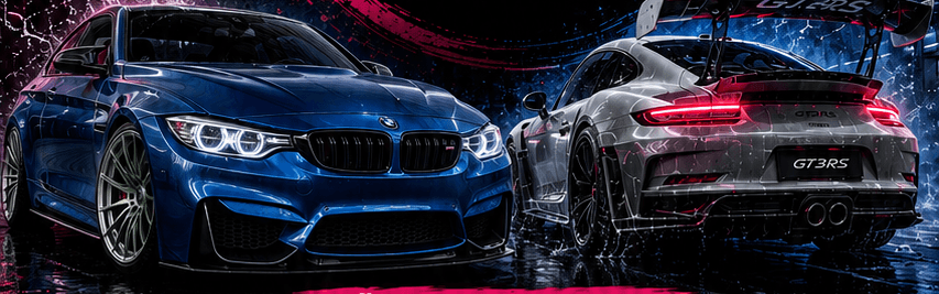 Frisch von Hand gewaschener BMW M4 und Porsche GT3 RS